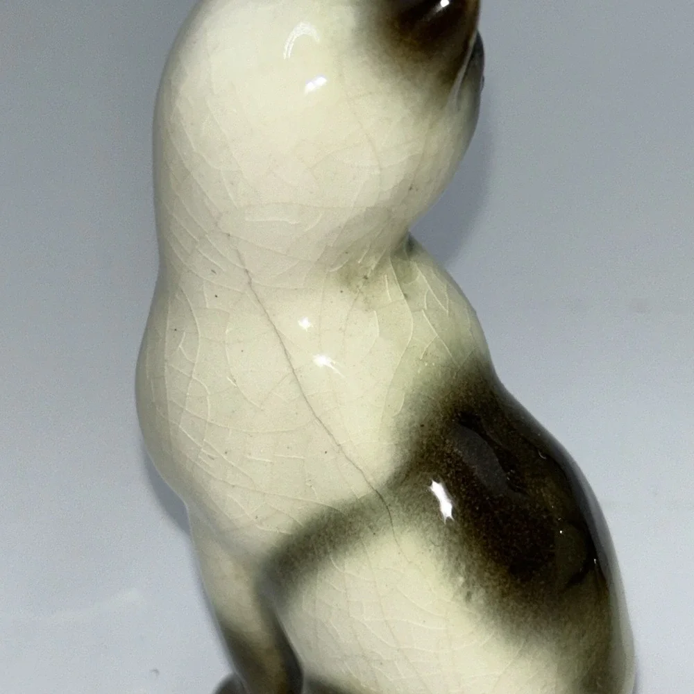 Kitschy Vtg Japan Kitty Cat Siamese Salt Pepper Shakers Icy Blue Rhinestone Eye